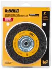 DeWALT - 6" OD, 3/8" Arbor Hole, Crimped Steel Wheel Brush - 3/4" Face Width, 0.014" Filament Diam, 6,000 RPM - Exact Tooling