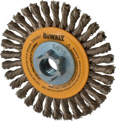 DeWALT - 4" OD, 5/8-11 Arbor Hole, Knotted Stainless Steel Wheel Brush - 0.02" Filament Diam, 20,000 RPM - Exact Tooling
