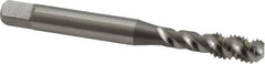 OSG - #10-24 UNC, 3 Flute, 50° Helix, Bottoming Chamfer, Bright Finish, High Speed Steel Spiral Flute STI Tap - Right Hand Flute, 2-3/8" OAL, 0.255" Shank Diam, 7/8" Thread Length - Exact Tooling