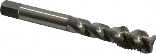 OSG - 3/8-24 UNF, 3 Flute, 50° Helix, Bottoming Chamfer, Bright Finish, High Speed Steel Spiral Flute STI Tap - Right Hand Flute, 2-15/16" OAL, 0.367" Shank Diam, 1-1/4" Thread Length - Exact Tooling