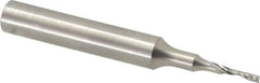 Onsrud - 1/16" Cutting Diam x 1/4" Length of Cut, 1 Flute, Upcut Spiral Router Bit - Uncoated, Right Hand Cut, Solid Carbide, 2" OAL x 1/4" Shank Diam, Single Edge, 21° Helix Angle - Exact Tooling