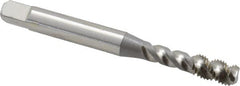 OSG - #10-32 UNF, 3 Flute, 50° Helix, Bottoming Chamfer, Bright Finish, High Speed Steel Spiral Flute STI Tap - Right Hand Flute, 2-3/8" OAL, 0.255" Shank Diam, 7/8" Thread Length - Exact Tooling