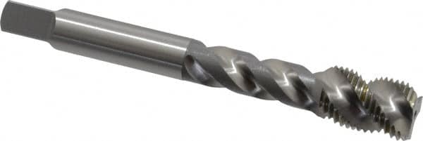 OSG - 3/8-24 UNF, 3 Flute, 50° Helix, Bottoming Chamfer, Bright Finish, High Speed Steel Spiral Flute STI Tap - Right Hand Flute, 2-15/16" OAL, 0.367" Shank Diam, 1-1/4" Thread Length - Exact Tooling