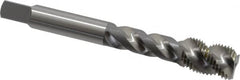 OSG - 3/8-24 UNF, 3 Flute, 50° Helix, Bottoming Chamfer, Bright Finish, High Speed Steel Spiral Flute STI Tap - Right Hand Flute, 2-15/16" OAL, 0.367" Shank Diam, 1-1/4" Thread Length - Exact Tooling