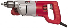 Milwaukee Tool - 1/2" Keyed Chuck, 1,000 RPM, D-Handle Electric Drill - 7 Amps, 120 Volts, Reversible, Includes Chuck Key with Holder & Side Handle - Exact Tooling