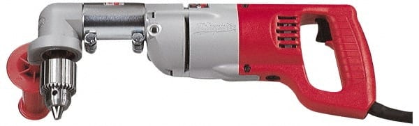 Milwaukee Tool - 1/2" Keyed Chuck, 500 RPM, D-Handle Electric Drill - 7 Amps, 120 Volts, Reversible, Includes 3/16" Socket Wrench, 9/16" Open End Wrench, RAD Assembly, Side Handle - Exact Tooling