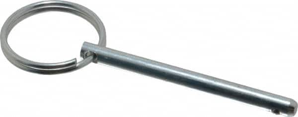 Gibraltar - 3/16" Pin Diam, 2" Long, Zinc Plated Steel Ball Lock Hitch Pin - 1-13/16" Usable Length - Exact Tooling