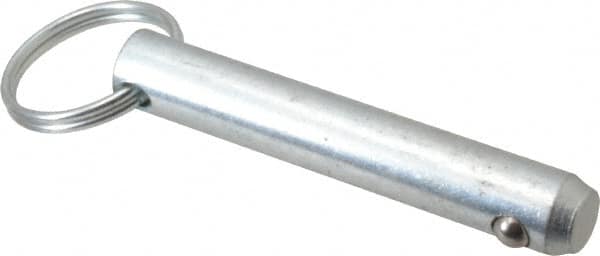 Gibraltar - 7/16" Pin Diam, 2-1/2" Long, Zinc Plated Steel Ball Lock Hitch Pin - 2-1/16" Usable Length - Exact Tooling