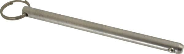 Gibraltar - 3/8" Pin Diam, 5-1/2" Long, Uncoated Stainless Steel Ball Lock Hitch Pin - 5-1/8" Usable Length - Exact Tooling