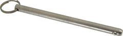 Gibraltar - 3/8" Pin Diam, 5-1/2" Long, Uncoated Stainless Steel Ball Lock Hitch Pin - 5-1/8" Usable Length - Exact Tooling