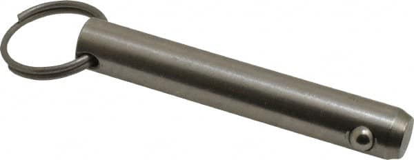Gibraltar - 1/2" Pin Diam, 3" Long, Uncoated Stainless Steel Ball Lock Hitch Pin - 2-1/2" Usable Length - Exact Tooling