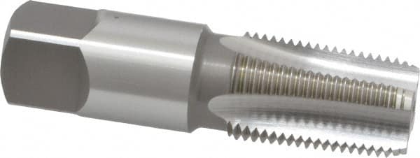 OSG - 3/8-18 NPT Thread, 4 Flute Standard Pipe Tap - 2-9/16" OAL, 1-1/16" Thread Length, 0.7" Shank Diam, Bright Finish, High Speed Steel - Exact Tooling