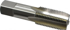 OSG - 1/2-14 NPS Thread, 4 Flute Standard Pipe Tap - 3-1/8" OAL, 1-3/8" Thread Length, 11/16" Shank Diam, Bright Finish, High Speed Steel - Exact Tooling