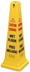 Rubbermaid - Caution - Wet Floor, 12-1/4" Wide x 36" High, Plastic Floor Sign - Cone, Black on Yellow, For Accident Prevention - Exact Tooling