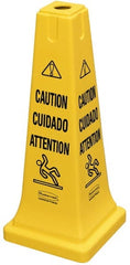 Rubbermaid - Caution, 10-1/2" Wide x 25-3/4" High, Plastic Floor Sign - Cone, Black on Yellow, For Accident Prevention - Exact Tooling