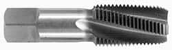 OSG - 1/2-14 NPTF, 15° Helix, 4 Flutes, Bottoming Chamfer, Bright Finish, High Speed Steel, Spiral Flute Pipe Tap - Right Hand Flute, 11/16" Shank Diam, 1-3/8" Thread Length, 0.4687" Projection, 0.515" Square Size, - Exact Tooling