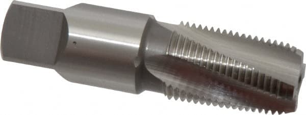 OSG - 3/8-18 NPTF, 15° Helix, 4 Flutes, Bottoming Chamfer, Bright Finish, High Speed Steel, Spiral Flute Pipe Tap - Right Hand Flute, 0.7" Shank Diam, 1-1/16" Thread Length, 0.3750" Projection, 17/32" Square Size, - Exact Tooling