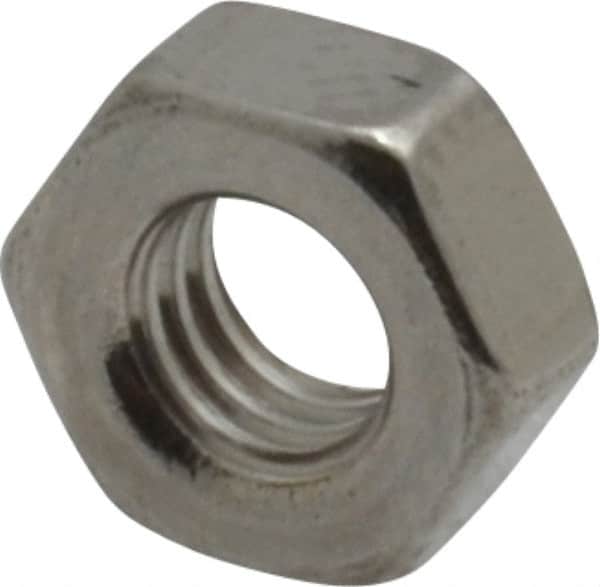 Value Collection - M4x0.70 Metric Coarse Stainless Steel Right Hand Hex Nut - 7mm Across Flats, 3.2mm High, Uncoated - Exact Tooling