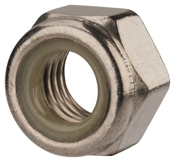 Value Collection - M14x2.00 Metric Coarse 316 & Austenitic Grade A4 Hex Lock Nut with Nylon Insert - 14mm High, Uncoated - Exact Tooling