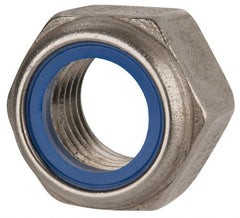 Value Collection - M22x2.50 Metric Coarse 316 & Austenitic Grade A4 Hex Lock Nut with Nylon Insert - 22mm High, Uncoated - Exact Tooling