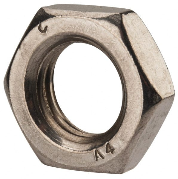 Value Collection - M16x2.00 Metric Coarse Stainless Steel Right Hand Hex Jam Nut - 24mm Across Flats, 8mm High, Uncoated - Exact Tooling