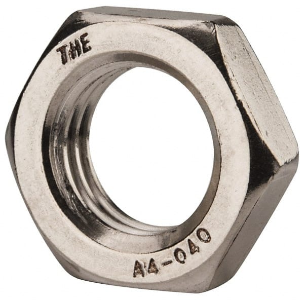 Value Collection - M20x2.50 Metric Coarse Stainless Steel Right Hand Hex Jam Nut - 30mm Across Flats, 10mm High, Uncoated - Exact Tooling