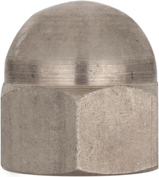 Value Collection - M18x2.5 Metric Coarse, 27mm Width Across Flats, Uncoated, Stainless Steel Acorn Nut - 32mm Overall Height, Austenitic A4, DIN 1587 - Exact Tooling