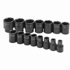 SK - 1/2" Drive Standard Impact Socket Set - 3/8 to 1-1/4", Inch Measurement Standard - Exact Tooling