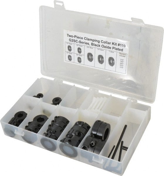 Climax Metal Products - Shaft & Collar Clamp Kits Type: Two Piece Split Collar Kit Material: Mild Steel-Black Oxide Plated - Exact Tooling