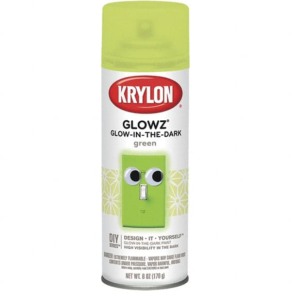 Krylon - Glow Green, Semi Gloss, Glow-in-the-Dark Spray Paint - 10 to 15 Sq Ft per Can, 16 oz Container, Use on Ceramics, Fabric, Glass, Glow-in-the-Dark Paint, Metal, Paper, Papier Mache, Plaster, Wicker, Wood - Exact Tooling