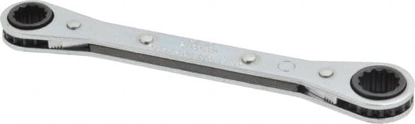 Proto - 3/8" x 7/16" 12 Point Reversible Ratcheting Box Wrench - Double End, 1-5/8" Head Diam x 1/2" Head Thickness, 5-1/2" OAL, Steel, Chrome Finish - Exact Tooling