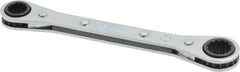 Proto - 3/8" x 7/16" 12 Point Reversible Ratcheting Box Wrench - Double End, 1-5/8" Head Diam x 1/2" Head Thickness, 5-1/2" OAL, Steel, Chrome Finish - Exact Tooling