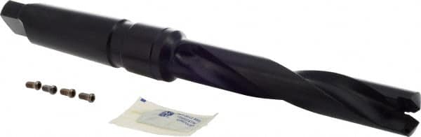 Allied Machine and Engineering - Series 1.5, 15/16" Max Diam, 4MT Taper Shank, Helical Flute Spade Drill - 4-3/4" Max Depth, 6-21/64" Body Length, 10-3/4" OAL, Standard Length, Through Coolant - Exact Tooling