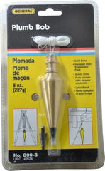 General - 4-1/2 Inch Long, 1-3/16 Inch Diameter Brass Plumb Bob - 8 Ounce, Has Replacable Tip - Exact Tooling
