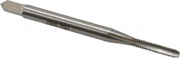 OSG - #2-56 UNC 2B 2 Flute Bright Finish High Speed Steel Straight Flute Standard Hand Tap - Bottoming, Right Hand Thread, 1-3/4" OAL, 7/16" Thread Length, H2 Limit, Oversize - Exact Tooling