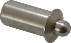 Vlier - 0.786" Body Len x 3/8" Body Diam, 0.234" Plunger Diam, 2.5 Lb Init to 7 Lb Final End Force, 0.786" Len Under Flange, Stainless Steel Press Fit Spring Plunger - 1/2" Flange Diam, 0.096" Flange Thickness, 0.882" Plunger Len, 3/16" Plunger Projection - Exact Tooling