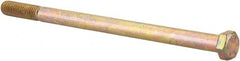 Made in North America - 1/2-13 UNC, 8-1/2" Length Under Head Hex Head Cap Screw - Partially Threaded, Grade 8 Alloy Steel, Zinc Yellow Dichromate Finish, 3/4" Hex - Exact Tooling
