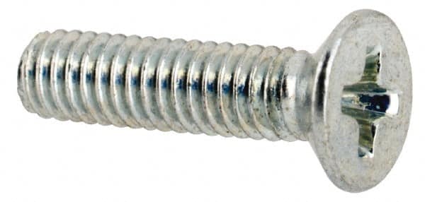 Value Collection - M2.5x0.45 Metric Coarse, 10mm OAL Phillips Drive Machine Screw - Flat Head, Grade 4.8 Steel, Zinc-Plated Finish, Without Washer - Exact Tooling