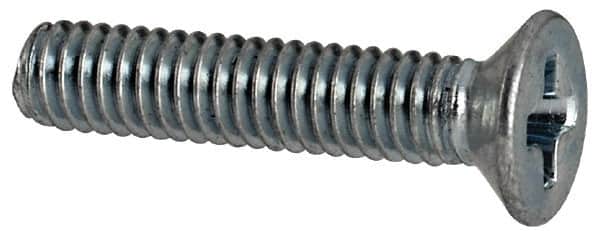 Value Collection - M2.5x0.45 Metric Coarse, 12mm OAL Phillips Drive Machine Screw - Flat Head, Grade 4.8 Steel, Zinc-Plated Finish, Without Washer - Exact Tooling