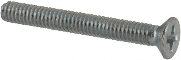Value Collection - M2.5x0.45 Metric Coarse, 20mm OAL Phillips Drive Machine Screw - Flat Head, Grade 4.8 Steel, Zinc-Plated Finish, Without Washer - Exact Tooling