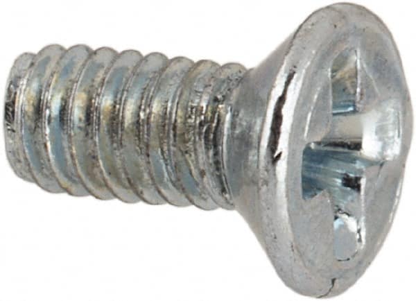 Value Collection - M2.5x0.45 Metric Coarse, 6mm OAL Phillips Drive Machine Screw - Flat Head, Grade 4.8 Steel, Zinc-Plated Finish, Without Washer - Exact Tooling