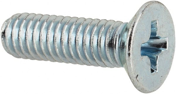 Value Collection - M4x0.70 Metric Coarse, 14mm OAL Phillips Drive Machine Screw - Flat Head, Grade 4.8 Steel, Zinc-Plated Finish, Without Washer - Exact Tooling