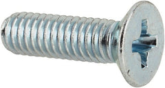 Value Collection - M4x0.70 Metric Coarse, 14mm OAL Phillips Drive Machine Screw - Flat Head, Grade 4.8 Steel, Zinc-Plated Finish, Without Washer - Exact Tooling