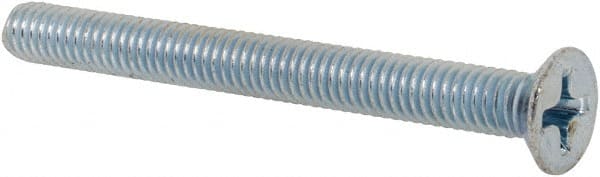 Value Collection - M4x0.70 Metric Coarse, 40mm OAL Phillips Drive Machine Screw - Flat Head, Grade 4.8 Steel, Zinc-Plated Finish, Without Washer - Exact Tooling