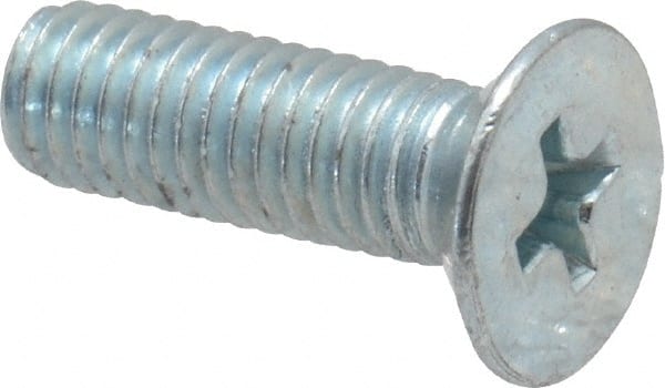 Value Collection - M5x0.80 Metric Coarse, 16mm OAL Phillips Drive Machine Screw - Flat Head, Grade 4.8 Steel, Zinc-Plated Finish, Without Washer - Exact Tooling