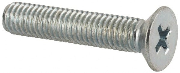 Value Collection - M5x0.80 Metric Coarse, 25mm OAL Phillips Drive Machine Screw - Flat Head, Grade 4.8 Steel, Zinc-Plated Finish, Without Washer - Exact Tooling