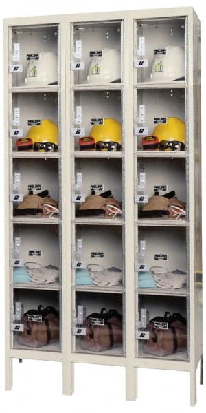 Hallowell - 15 Door, 5 Tier, Safety-View Plus Box Lockers - Exact Tooling