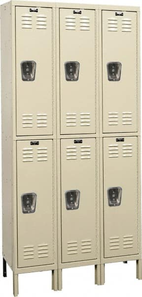 Hallowell - 6 Door, 2 Tier, Galvanite Corrosion Resistant Wardrobe & Box Lockers - Exact Tooling