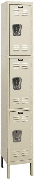 Hallowell - 3 Door, 3 Tier, Galvanite Corrosion Resistant Wardrobe & Box Lockers - Exact Tooling