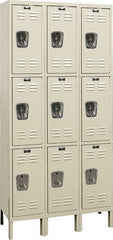Hallowell - 9 Door, 3 Tier, Galvanite Corrosion Resistant Wardrobe & Box Lockers - Exact Tooling